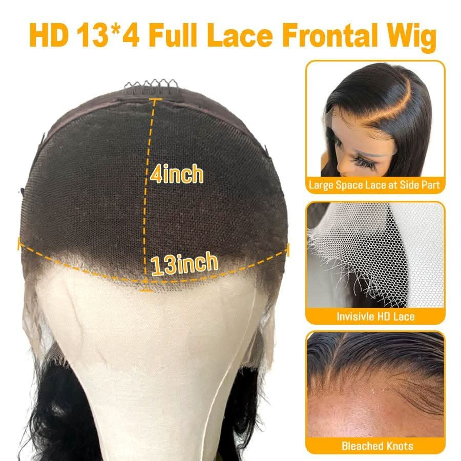 Loose Deep Wave 13x4 HD Lace 180% Density Full Frontal Wigs Pre-plucked Nature Hairline