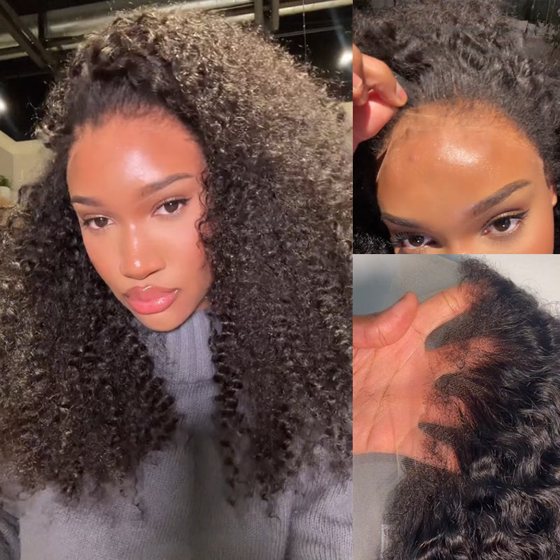 Kinky Curly 13x4 HD Lace 180%&200% Density Full Frontal Wigs Pre-plucked Nature Hairline