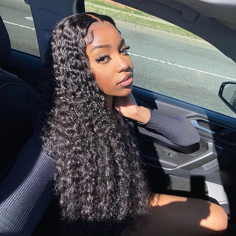 Deep curly 13x4 HD Lace 180%&200% Density Full Frontal Wigs Pre-plucked Nature Hairline