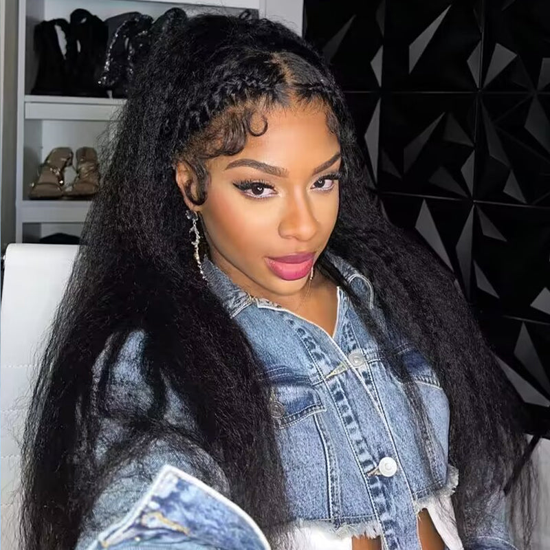 Yaki&Kinky Straight 13x4 HD Lace 180%&200% Density Full Frontal Wigs Pre-plucked Nature Hairline