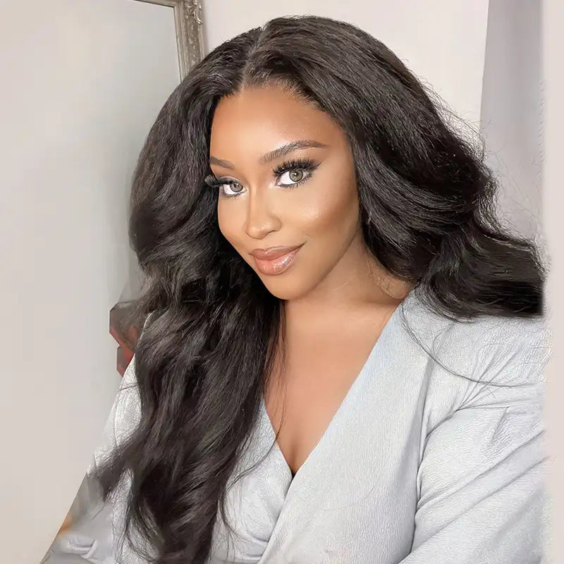 Yaki&Kinky Straight 13x4 HD Lace 180% Density Full Frontal Wigs Pre-plucked Nature Hairline
