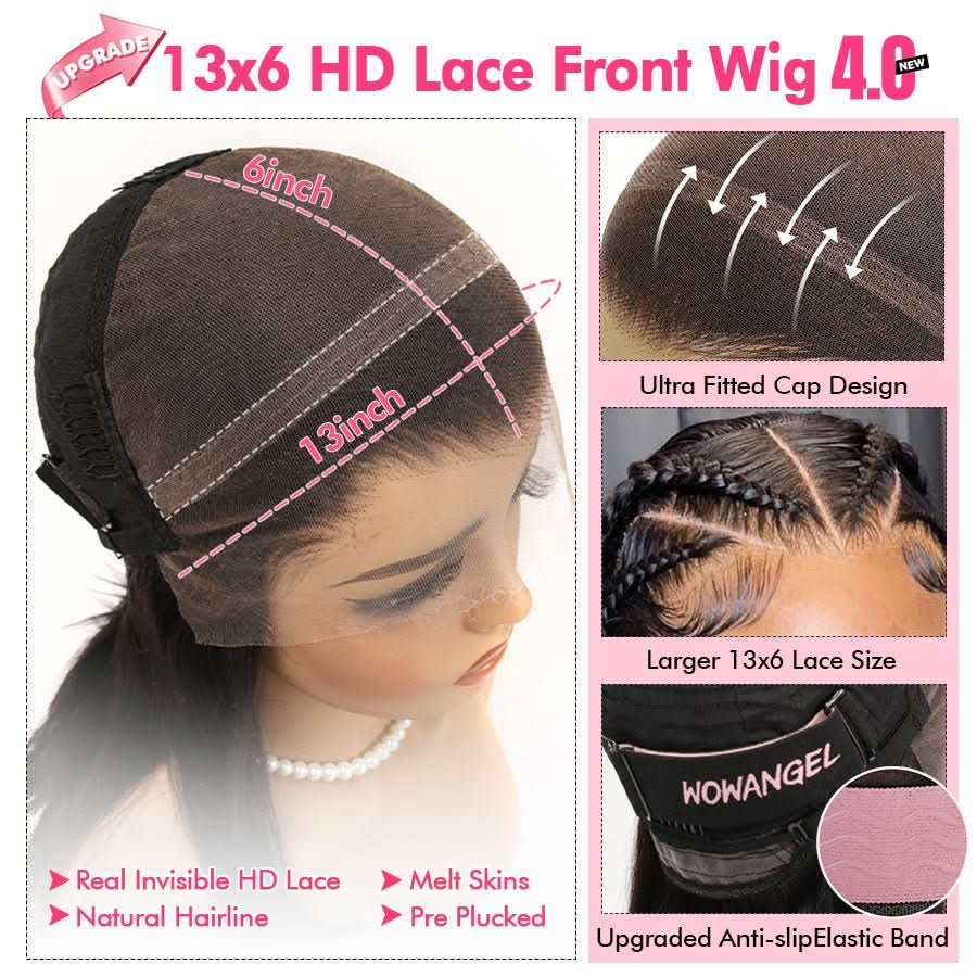 Burmese curly HD Lace 200%Density 13X6 Full Frontal Wig Silk Straight Pre Plucked