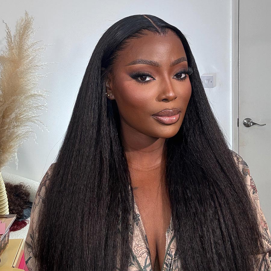 13X6 Kinky Straight Full Frontal Wig Pre Plucked Top1Hair Skinlike Real HD Lace180%Density