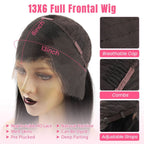 13X6 Full Frontal Wig Silk Straight Pre Plucked Top1Hair Skinlike Real HD Lace180%Density