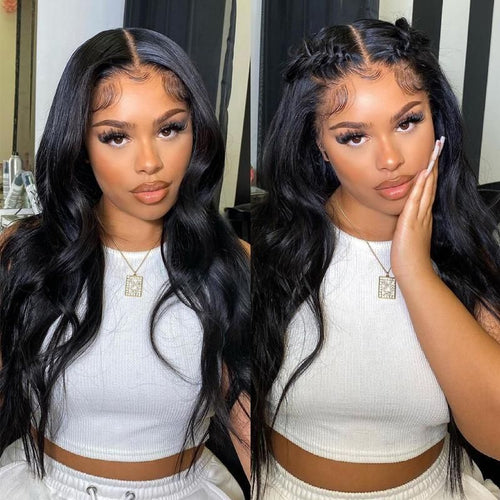 Body wave 13x4 HD Lace 180%&200% Density Full Frontal Wigs Pre-plucked Nature Hairline