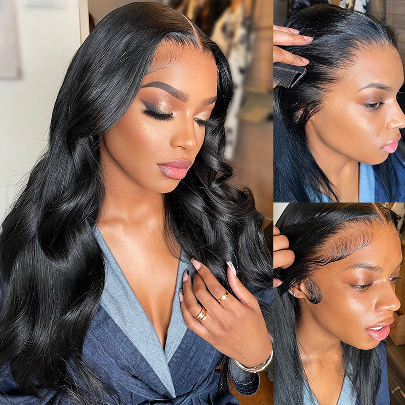 Body wave 13x4 HD Lace 180%&200% Density Full Frontal Wigs Pre-plucked Nature Hairline