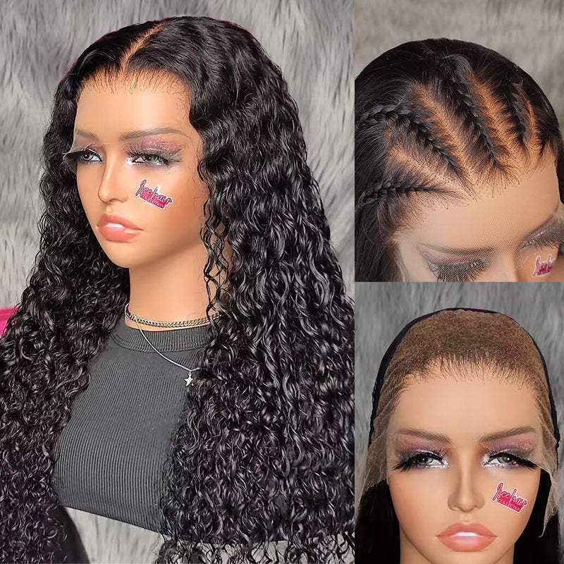 Water wave 13x4 HD Lace 180%&200% Density Full Frontal Wigs Pre-plucked Nature Hairline