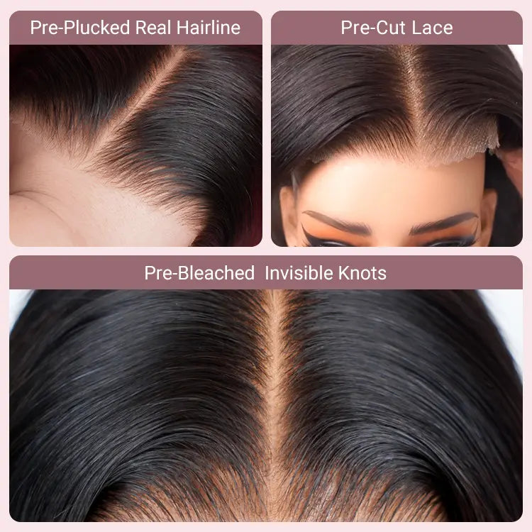 Pre Cut Glueless Bob Wig Straight Wig 100% Human Hair